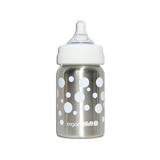 OrganicKidz Stainless Steel Wide Mouth 6M+ Baby Bottle Fast Flow 9oz - White